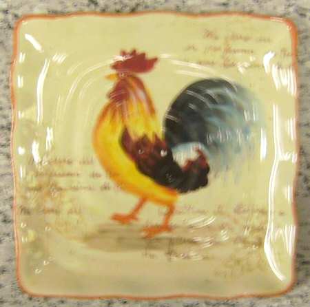 Country Rooster Pullet Square Salad Plate