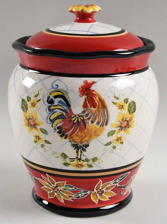Chanticleer Rooster Large Canister & Lid