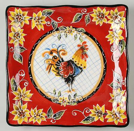 Chanticleer Rooster Square Service Plate (Charger)