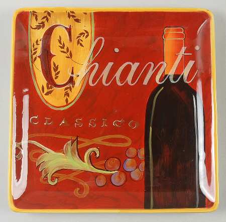 Cucina (Cheese, Wine, Olive Oil) Square Dinner Plate