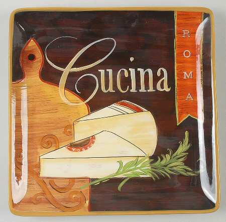 Cucina (Cheese, Wine, Olive Oil) Square Dinner Plate