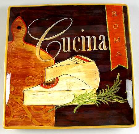 Cucina (Cheese, Wine, Olive Oil) 13" Square Serving Platter