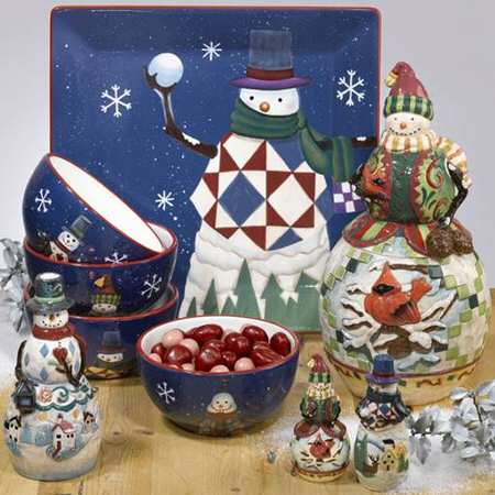 Snowy Friends 13" Square Serving Platter