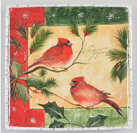 Holly Birds 13" Square Serving Platter