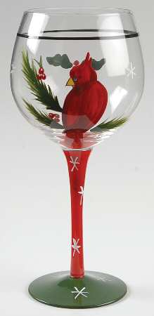 Holly Birds 18 Oz Glassware Goblet