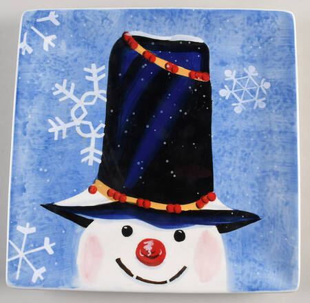 Top Hat Snowman (Blue) Dinner Plate