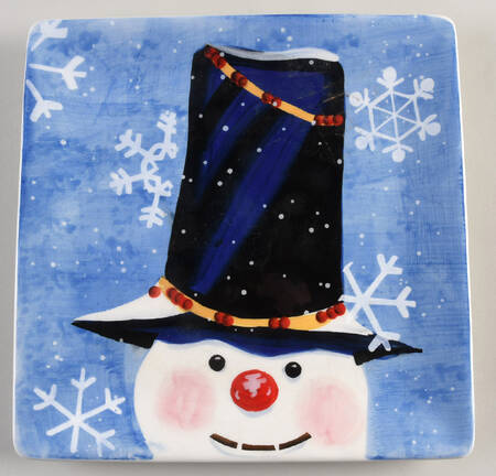 Top Hat Snowman (Blue) Dessert/Pie Plate