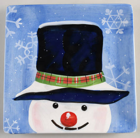 Top Hat Snowman (Blue) Dessert/Pie Plate