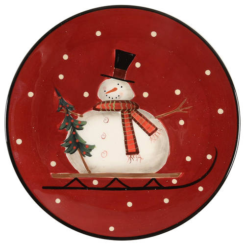 Sledding Snowman Salad Plate