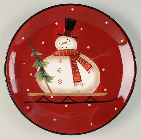 Sledding Snowman Dinner Plate