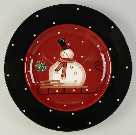 Sledding Snowman 16" Chop Plate (Round Platter)