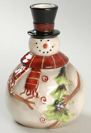 Sledding Snowman Snowman Candleholder