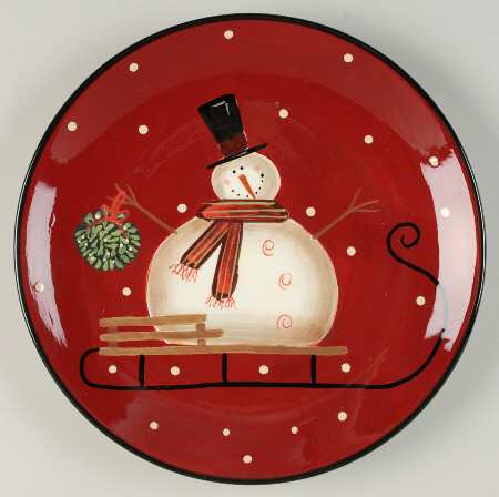 Sledding Snowman Dinner Plate