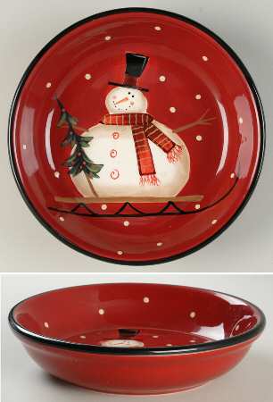 Sledding Snowman 9" Individual Pasta Bowl