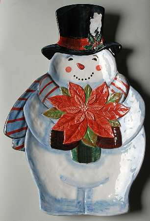 Snowball Snowman 18" Figural Platter