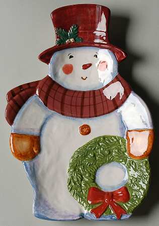 Snowball Snowman Figural Candy Plate