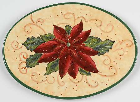 Tuscan Christmas Oval Cheese Plate