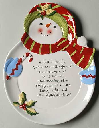 Holiday Playmates (Snowman) Figural Cookie Platter