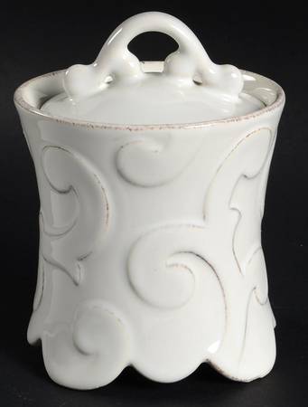 Arabesque White Sugar Bowl & Lid