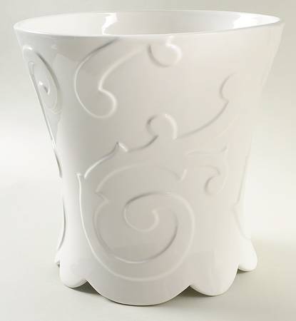 Arabesque White China Waste Basket