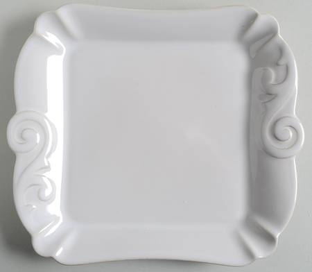 Arabesque White 10" Handled Square Tray