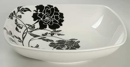 Dancing Blooms Black Soup/Cereal Bowl