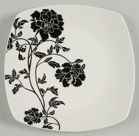 Dancing Blooms Black Salad Plate