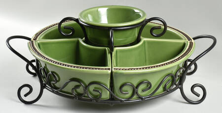 Elegant Rooster Chip & Dip-6pc (4 Sides, Bowl & Metal Tray)