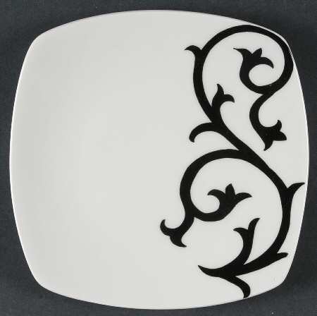 Scroll Black Salad Plate