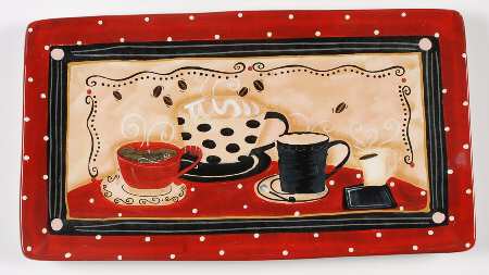 Coffee Cafe 18" Rectangular Serving Platter