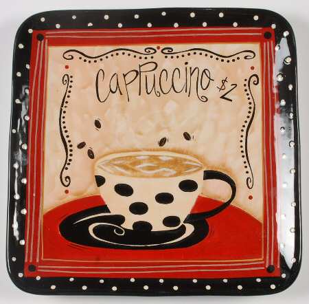 Coffee Cafe 13" Square Serving Platter