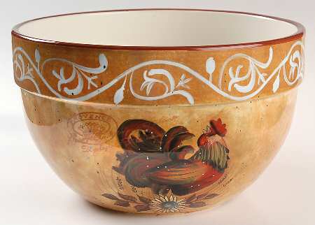 Golden Rooster 11" Round Vegetable Bowl