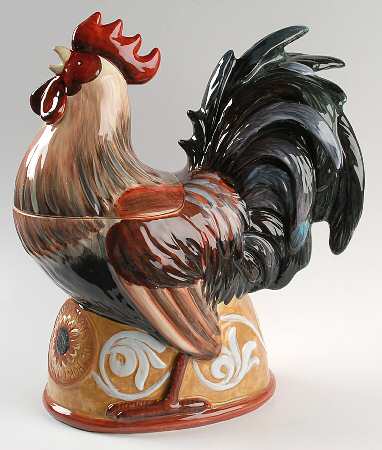 Golden Rooster Figural Cookie Jar & Lid