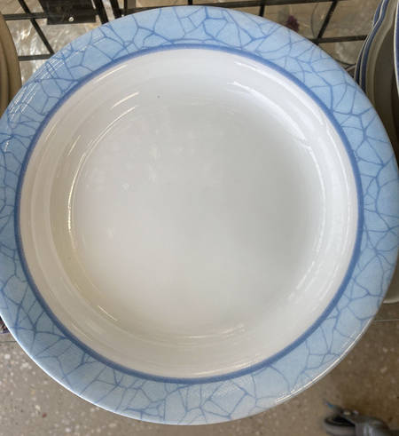 Blue Crackle Rim Soup Bowl