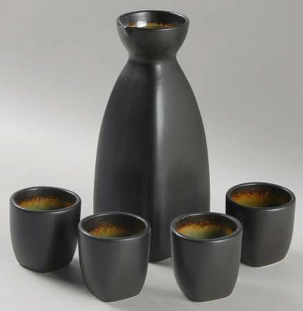 Reactive Jade (5 Piece) Sake Set