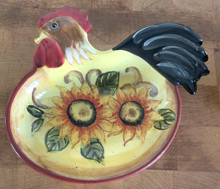 Chili Sunflower Rooster Spoon Rest/Holder (Holds 1 Spoon)