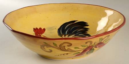 Chili Sunflower Rooster 12" Round Serving Bowl