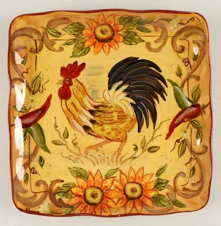 Chili Sunflower Rooster Square Salad Plate
