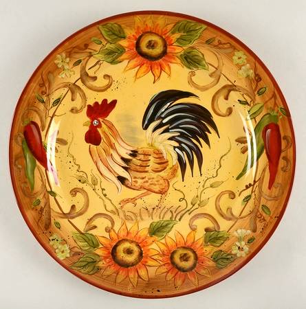 Chili Sunflower Rooster 14" Chop Plate (Round Platter)