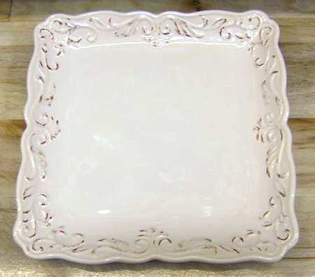 Rustic White Square Dinner Plate