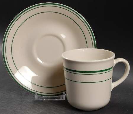 Bistro Green Flat Cup & Saucer Set