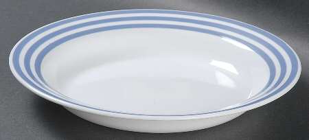 Periwinkle Rainbow Rim Soup Bowl