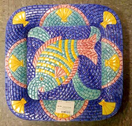 Mosaic Fish Square Dinner Plate