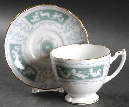 Revelry Green (Scalloped) Footed Cup & Saucer Set