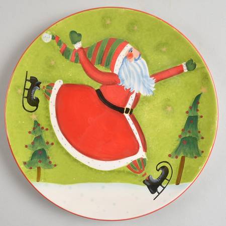 Skating Santa Salad/Dessert Plate