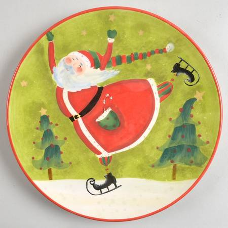 Skating Santa Salad/Dessert Plate