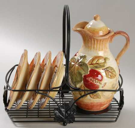 Siena (7 Pc) Oil Set (Oil&Lid,4 Dip Plates & Metal Std)