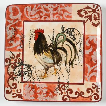 Lille Rooster Square Salad Plate