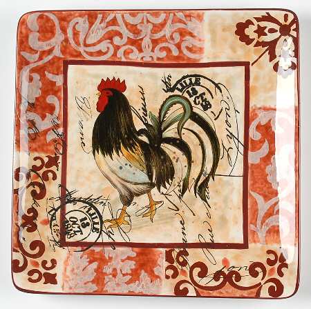 Lille Rooster Square Dinner Plate