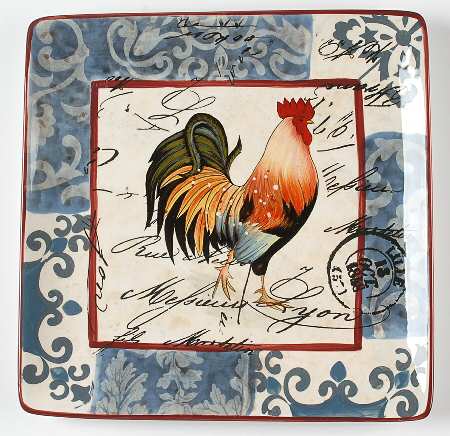 Lille Rooster 12" Square Serving Platter
